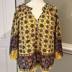 Sundance Yellow and Purple Angelou Blouse, NWT, XL